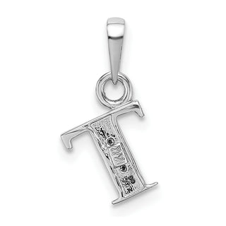 14k White Gold Polished .01ctw Diamond Initial T Pendant