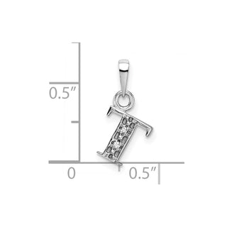 14k White Gold Polished .01ctw Diamond Initial T Pendant