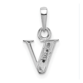 14k White Gold Polished .01ctw Diamond Initial V Pendant