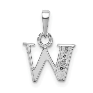 14k White Gold Polished .01ctw Diamond Initial W Pendant