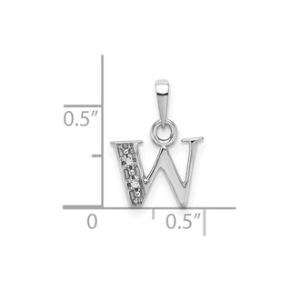 14k White Gold Polished .01ctw Diamond Initial W Pendant