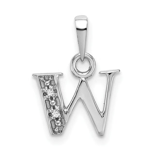 14k White Gold Polished .01ctw Diamond Initial W Pendant
