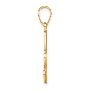 14K Yellow Gold Script Letter A Initial Pendant with Diamond