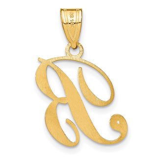 14K Yellow Gold Script Letter B Initial Pendant with Diamond