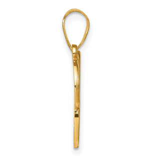 14K Yellow Gold Script Letter C Initial Pendant with Diamond