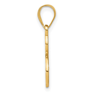 14K Yellow Gold Script Letter E Initial Pendant with Diamond