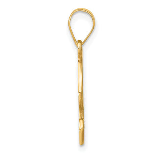 14K Yellow Gold Script Letter F Initial Pendant with Diamond