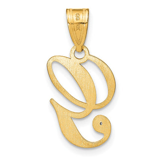 14K Yellow Gold Script Letter G Initial Pendant with Diamond