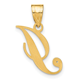 14K Yellow Gold Script Letter J Initial Pendant with Diamond