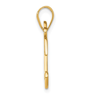 14K Yellow Gold Script Letter K Initial Pendant with Diamond