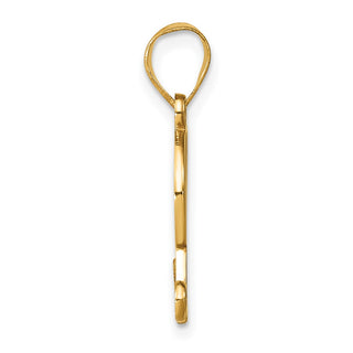 14K Yellow Gold Script Letter L Initial Pendant with Diamond