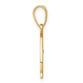 14K Yellow Gold Script Letter Q Initial Pendant with Diamond