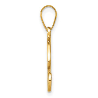 14K Yellow Gold Script Letter R Initial Pendant with Diamond