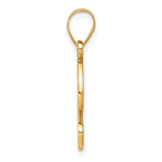 14K Yellow Gold Script Letter T Initial Pendant with Diamond