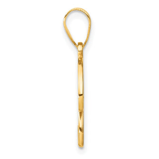 14K Yellow Gold Script Letter U Initial Pendant with Diamond