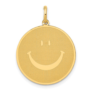 14k Yellow Gold Solid Polished Smiley Face Charm
