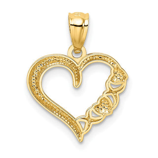 14k Yellow Gold and White Rhodium Polished Heart and X Heart Pendant