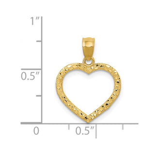 14k Yellow Gold Diamond-Cut Nugget-Style Heart Pendant