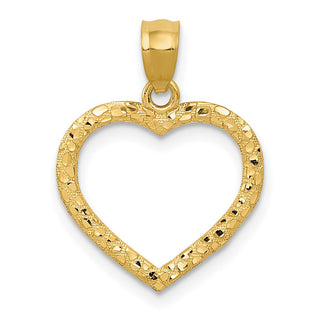 14k Yellow Gold Diamond-Cut Nugget-Style Heart Pendant