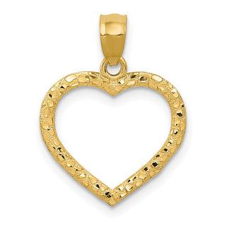 14k Yellow Gold Diamond-Cut Nugget-Style Heart Pendant
