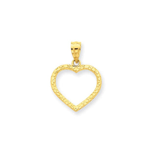 14k Yellow Gold Diamond-Cut Nugget-Style Heart Pendant