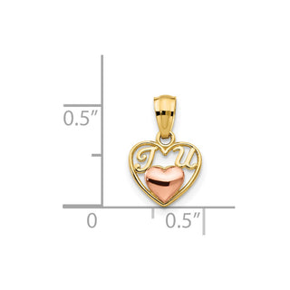 14k Yellow Gold Two-Tone Mini I Love U Pendant