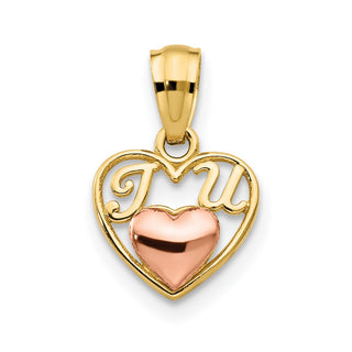14k Yellow Gold Two-Tone Mini I Love U Pendant