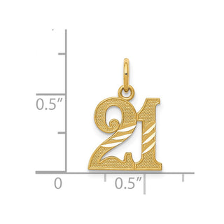 14k Yellow Gold Diamond-Cut 21 Pendant
