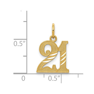 14k Yellow Gold Diamond-Cut 21 Pendant