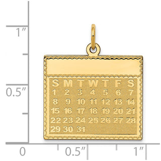 14k Yellow Gold Sunday The First Day Calendar Pendant