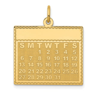 14k Yellow Gold Tuesday The First Day Calendar Pendant