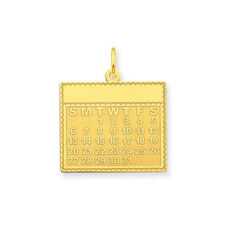 14k Yellow Gold Tuesday The First Day Calendar Pendant