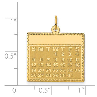 14k Yellow Gold Wednesday The First Day Calendar Pendant