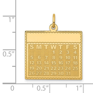14k Yellow Gold Wednesday The First Day Calendar Pendant