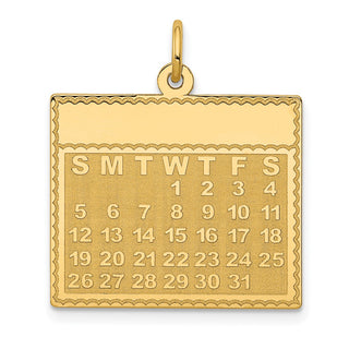 14k Yellow Gold Wednesday The First Day Calendar Pendant