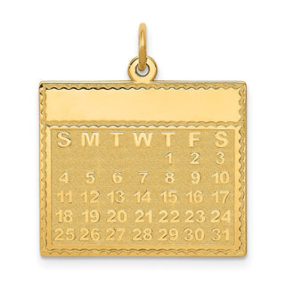 14k Yellow Gold Thursday The First Day Calendar Pendant