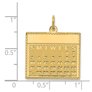 14k Yellow Gold Friday The First Day Calendar Pendant