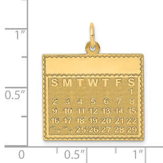 14k Yellow Gold Saturday The First Day Calendar Pendant