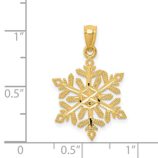 14k Yellow Gold Diamond-Cut Snowflake Pendant