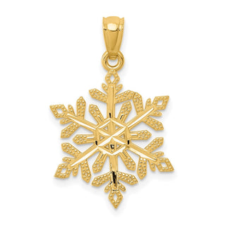 14k Yellow Gold Diamond-Cut Snowflake Pendant