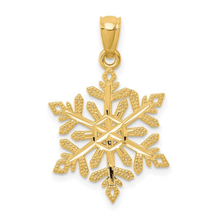 14k Yellow Gold Diamond-Cut Snowflake Pendant