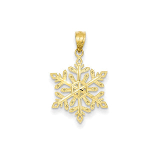 14k Yellow Gold Diamond-Cut Snowflake Pendant