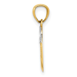 14k Yellow Gold With Rhodium Cut-Out New York Skyline In Apple Pendant