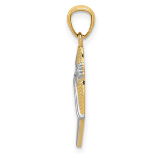 14k Yellow Gold and Rhodium Ballet Shoe Pendant