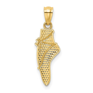 14k Yellow Gold and Rhodium Ballet Shoe Pendant