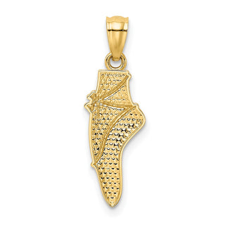 14k Yellow Gold and Rhodium Ballet Shoe Pendant