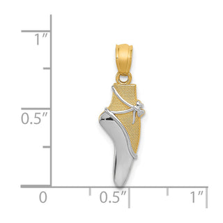 14k Yellow Gold and Rhodium Ballet Shoe Pendant