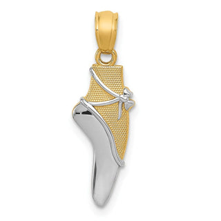 14k Yellow Gold and Rhodium Ballet Shoe Pendant