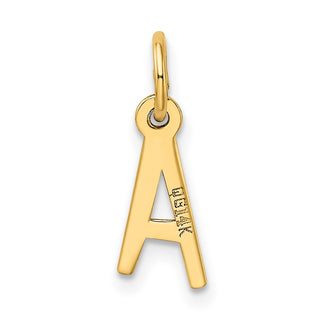 14k Yellow Gold Small Slanted Block Initial A Charm