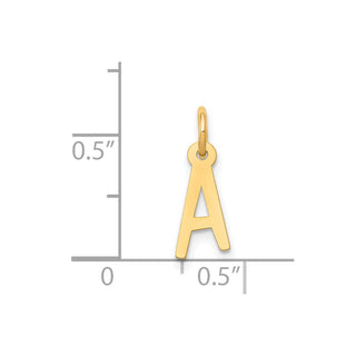 14k Yellow Gold Small Slanted Block Initial A Charm